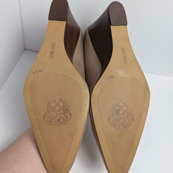 Vince Camuto Diletta Tan Nude Leather Wedge Pumps Womens 9.5 - Picture 7 of 8